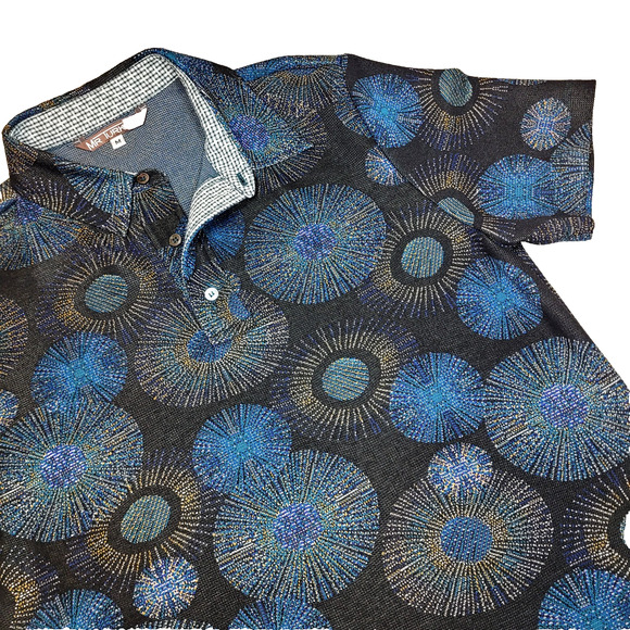 Mr. Turk Men's Multicolor StarBurst Fireworks Polo Shirt Medium Made In USA - Picture 1 of 8